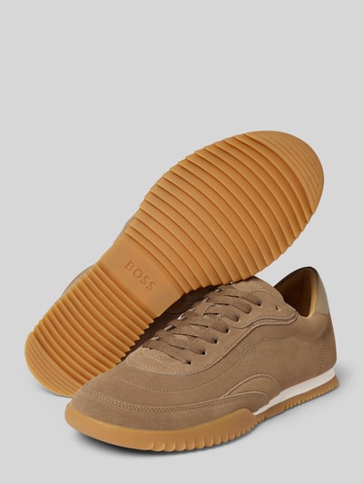 BOSS Lage sneakers van echt leer Beige - 4