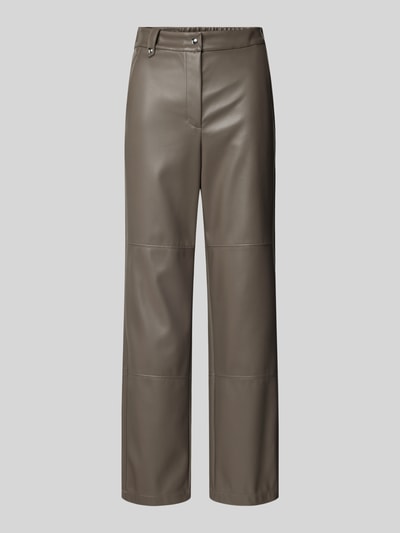 MaxMara Leisure Straight fit stoffen broek in leerlook, 'STRUZZO' Hazelnoot - 1