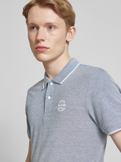 Blend Regular fit poloshirt met ribboorden, model 'NATE' Marineblauw - 3