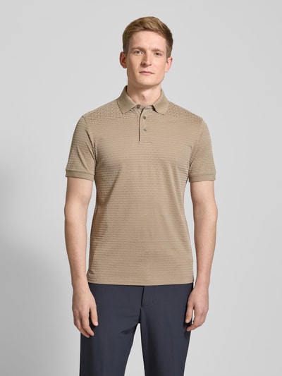 Emporio Armani Slim Fit Poloshirt mit Label-Print Taupe 4