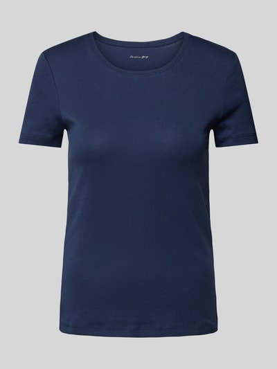 Christian Berg Woman T-Shirt mit geripptem Rundhalsausschnitt Dunkelblau 2