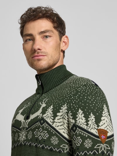 Dale of Norway Wollpullover mit Troyer-Kragen Khaki 3