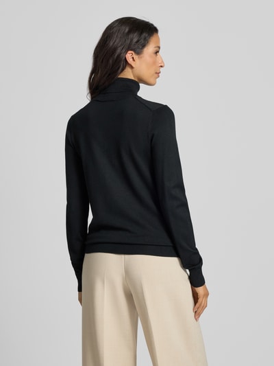 Jake*s Casual Slim fit shirt met lange mouwen van viscosemix in gebreide look Zwart - 5