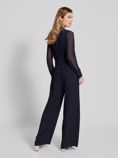 comma Jumpsuit met semi-transparante mouwen Marineblauw - 5