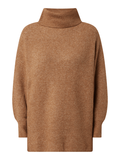 Mango Oversized Rollkragenpullover mit Woll-Anteil Modell 'Lirico' Hellbraun 2