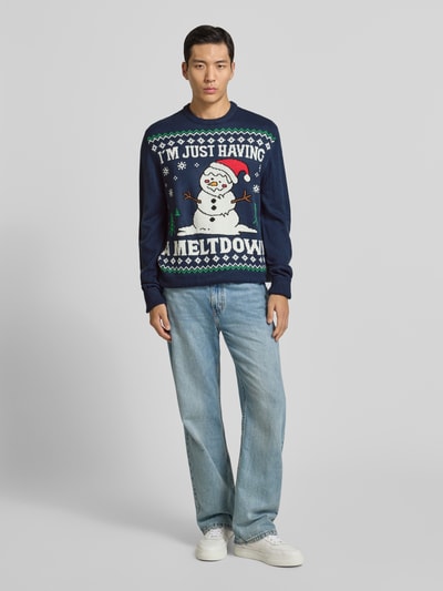 Montego Strickpullover im Allover-Look Marine 1