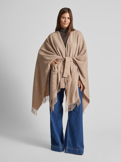 MaxMara Leisure Poncho aus Woll-Mix mit Label-Stitching Modell 'MARTORA' Hazel 1