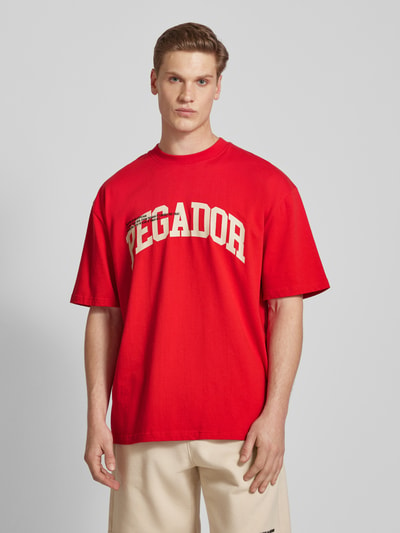 Pegador T-shirt o kroju oversized z nadrukiem z logo Czerwony 4