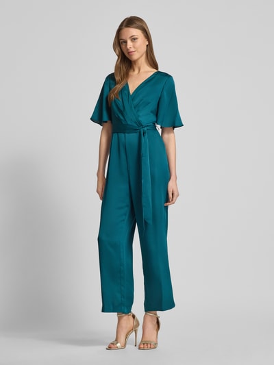 Christian Berg Cocktail Jumpsuit in Wickel-Optik Dunkelgruen Melange 1