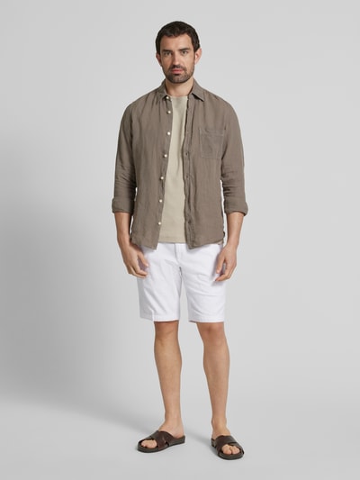 bugatti Slim Fit Shorts aus Baumwoll-Leinen-Mix Weiss 1