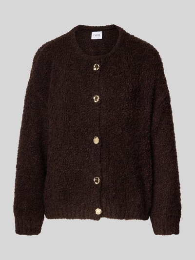 VILLA SOPHIE Loose fit gebreid jack met wol Donkerbruin - 2