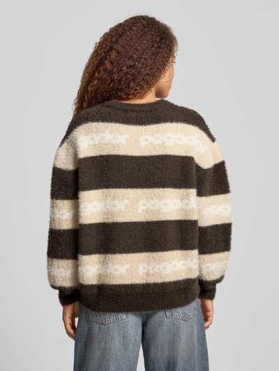 Pegador Oversized gebreide pullover van effectgaren, model 'VINCENZA' Middenbruin gemêleerd - 5