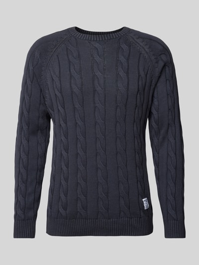 Pepe Jeans Strickpullover mit Zopfmuster Modell 'Camdem' Marine 1