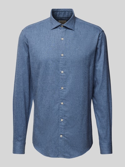 Stenstroms Slim Fit Business-Hemd mit Haifischkragen Blau Melange 2