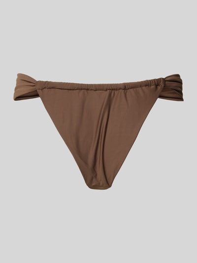 Produktfoto, Bikinihose mit hohem Beinausschnitt Modell 'ZANITA' von Neo Noir aus Material-Mix mit Stretch-Anteil, körpernahe Passform, elastischer Bund, Hoher-Beinausschnitt, einfarbiges Braun, glatte Textur.