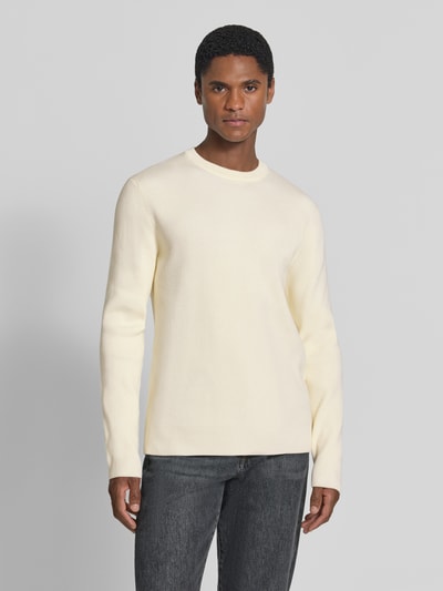 Lindbergh Slim Fit Strickpullover Baumwoll-Mix Offwhite 4
