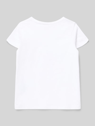 Produktfoto, Regular Fit T-Shirt aus reiner Baumwolle von s.Oliver RED LABEL, wit, uni, korte mouw, ronde hals, jerseytextuur, motief-stitching