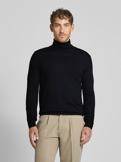 JOOP! Collection Sweter z wywijanym kołnierzem z wełny merino model ‘Donte’ Granatowy 4