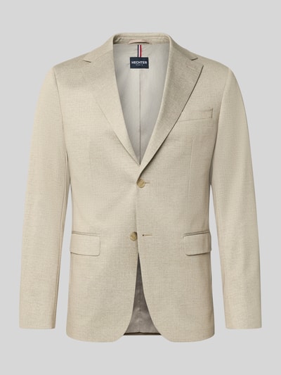 Produktfoto, Slim Fit Sakko mit Viskose-Anteil von HECHTER PARIS, elastyczna mieszanka materiałów, beż, Kołnierz z połami, Listwa guzikowa, kieszenie z patką, brustasza, Długość tyłu w rozmiarze 50: 73 cm, Szerokość w rozmiarze 50: 43 cm, Długość rękawów w rozmiarze 50: 62 cm