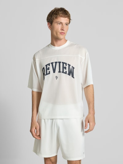 REVIEW T-Shirt aus Mesh mit Logo-Print Offwhite 4