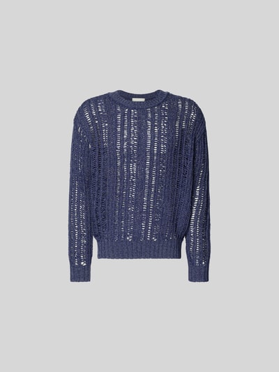 Produktfoto, Regular Fit Pullover in tricotlook van closed, katoenmix, semi-transparant design, ronde hals, ruglengte maat M 65 cm, blauw
