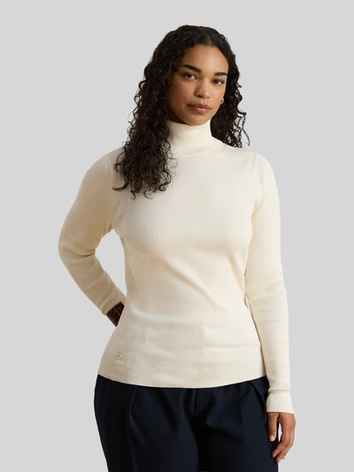 Lauren Ralph Lauren Slim fit coltrui van mix van katoen en modal Ecru - 6