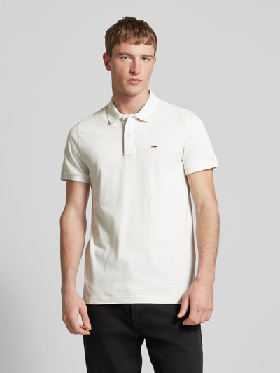 Tommy Jeans Slim fit poloshirt met logostitching Lichtgrijs gemêleerd - 4