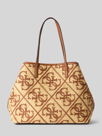 Produktfoto, 2-in-1-shopper met logomotief model 'KIRSTEN LARGE' van GUESS in all-over look, bruin/beige, met schouderband, 2-in-1-functie, hoofdvak met magneetsluiting, uitneembare binnenzak, breedte 35 cm, lengte 34 cm, diepte 20 cm, bandlengte 58 cm