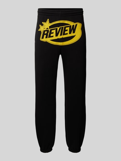 REVIEW Regular Fit Sweatpants mit Label-Print Black 2