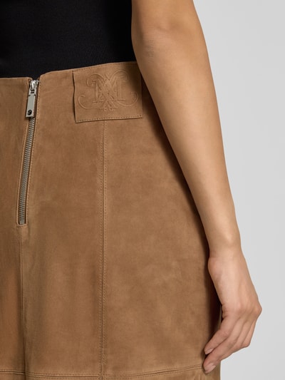 MAX&Co. Spódnica midi z naturalnej skóry koziej model ‘GUELFI’ Orzechowy 3