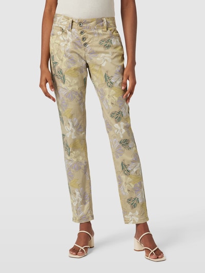 Buena Vista Slim fit broek met all-over bloemenprint, model 'Malibu' Beige - 4