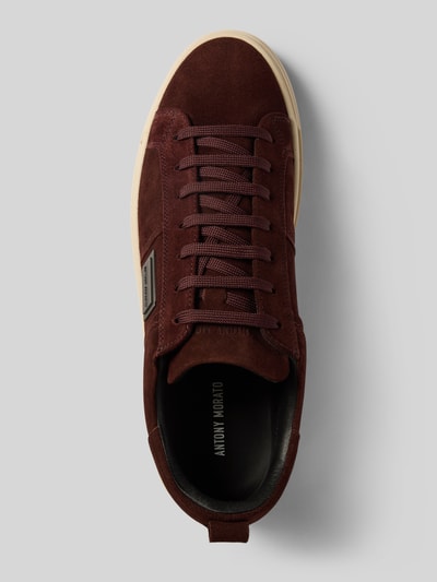 Productfoto, Sneaker aus echt leer Modell 'Moose' van Antony Morato, heren sneakers met afgeronde pasvorm, vetersluiting, profielzool, hakhoogte maat 44: 4 cm, schachthoogte: 9 cm, schachtbreedte: 8 cm, kleur donkerrood, matte textuur