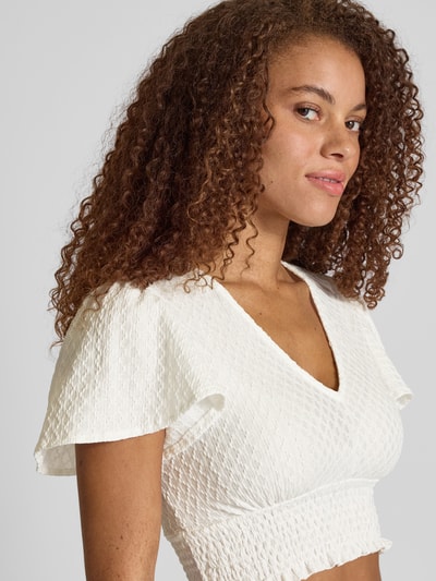 Only Regular Fit Crop Top mit Smok-Detail Modell 'HANNAH' Offwhite 3