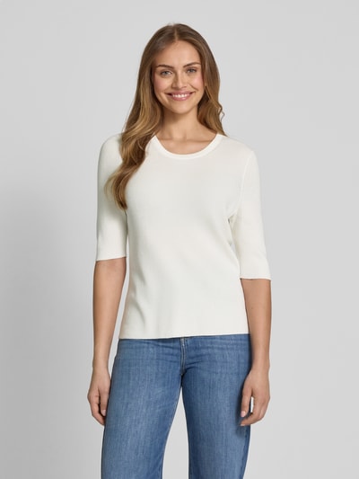 Christian Berg Woman Gebreide pullover met geribde ronde hals Offwhite - 4