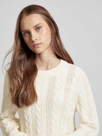 Only Gebreide pullover met ronde hals, model 'RUBINA' Offwhite gemêleerd - 3