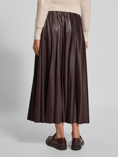 Marc Cain Midirok in leerlook met ritssluiting Bordeaux - 5