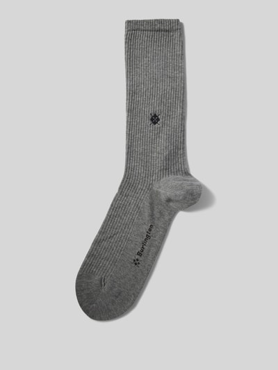 Burlington Socken mit Label-Schriftzug Modell 'Boston' Mittelgrau 1