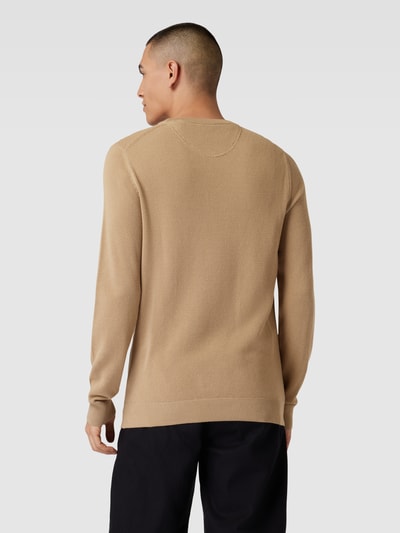 Gant Gebreide pullover met ronde hals en labelstitching Beige - 5