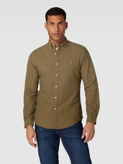 Polo Ralph Lauren Slim fit vrijetijdsoverhemd met labelstitching Olijfgroen - 4