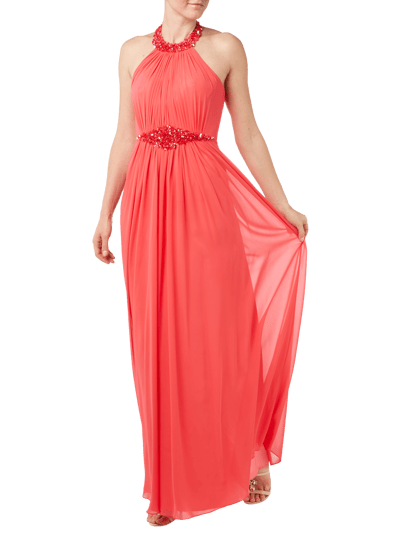 Luxuar Abendkleid mit Pailletten und Stola  Orange 1