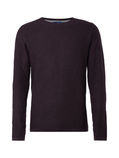 Tom Tailor Strickpullover mit strukturiertem Streifenmuster Pflaume Melange 1