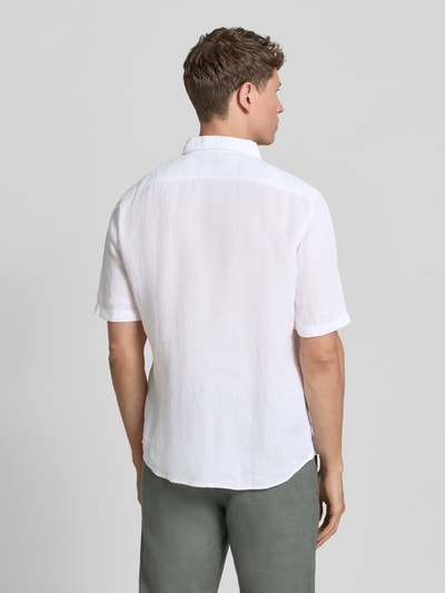 BOSS Orange Regular Fit Leinenhemd mit kurzem Arm Modell 'RASH_2_M' Weiss 5