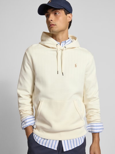 Polo Ralph Lauren Hoodie met labelstitching en kangoeroezak Offwhite - 3