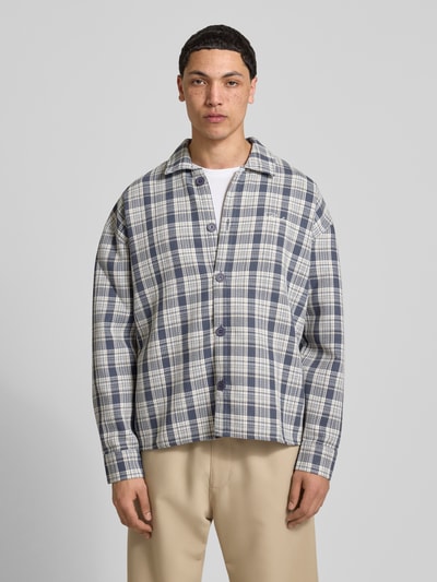 PEGADOR Relaxed Fit Freizeithemd mit Kentkragen und Label-Stitching Dunkelblau 4