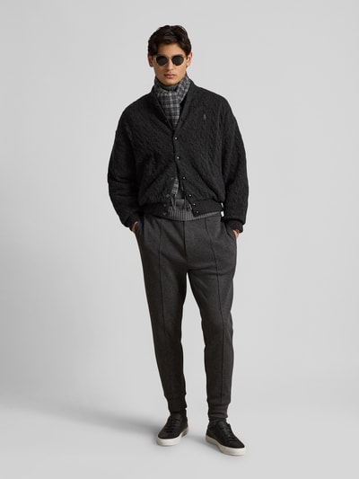 Polo Ralph Lauren Relaxed Fit Strickjacke aus Woll-Kaschmir-Mix mit Zopfmuster Dunkelgrau 1