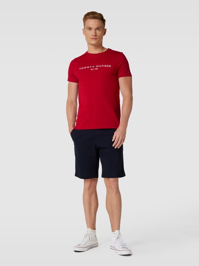 Tommy Hilfiger T-Shirt aus Baumwolle mit Label-Stitching Rot 1