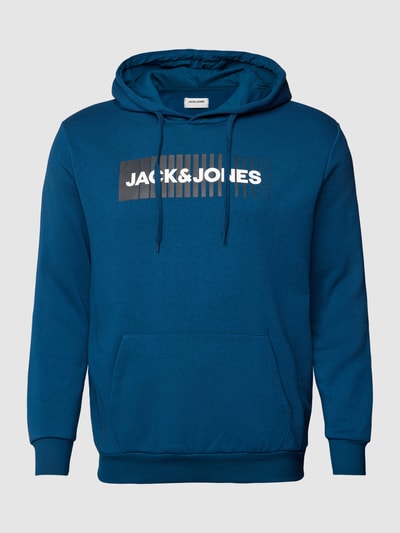 Jack & Jones Plus PLUS SIZE Hoodie mit Label-Print Modell 'ECORP' Petrol 2