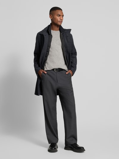 Jack & Jones Premium Mantel aus Woll-Mix mit Stehkragen und Eingrifftaschen Anthrazit Melange 1