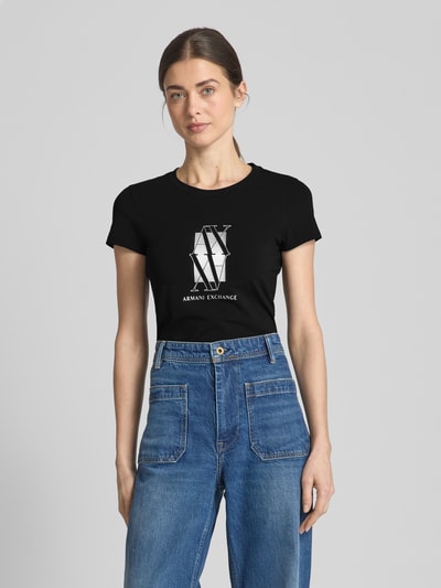 ARMANI EXCHANGE T-shirt met labelprint Zwart - 4