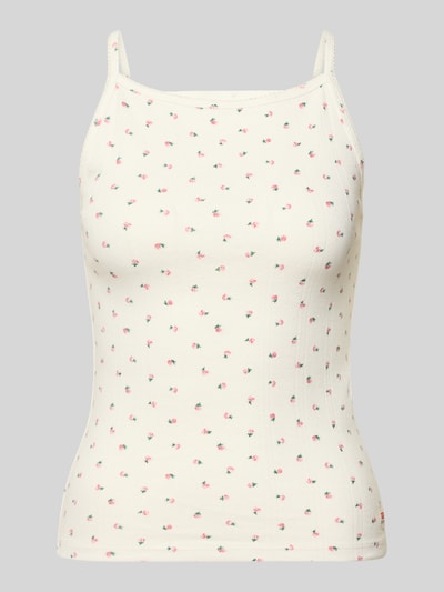 Produktfoto, Slim Fit Tank Top aus Baumwoll-Mix von Levi's®, wit met allover bloemenprint, label patch, carré hals, smalle bandjes, fijnrib, katoen